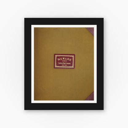 Old map wall art mockup — black gallery frame with white mat — Sanborn Fire Insurance Map from Newark, Licking County, Ohio (1961), Sheet #0001
