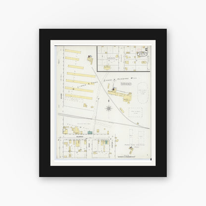 Old map wall art mockup — black gallery frame with white mat — Sanborn Fire Insurance Map from Boyd, Chippewa County, Wisconsin (1894), Sheet #0002