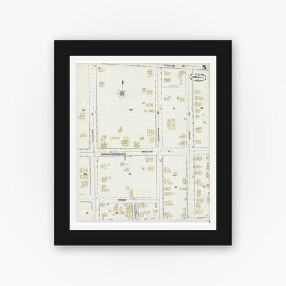 Old map wall art mockup — black gallery frame with white mat — Sanborn Fire Insurance Map from Jamaica, Queens County, New York (1891), Sheet #0005