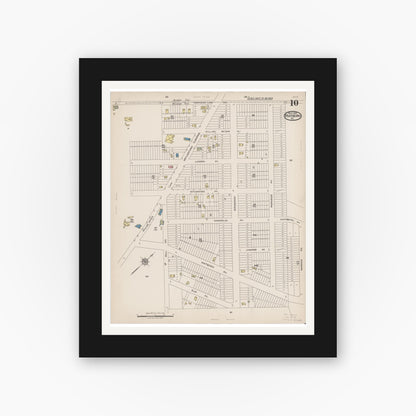 Old map wall art mockup — black gallery frame with white mat — Sanborn Fire Insurance Map from Hatboro, Montgomery County, Pennsylvania (1922), Sheet #0010