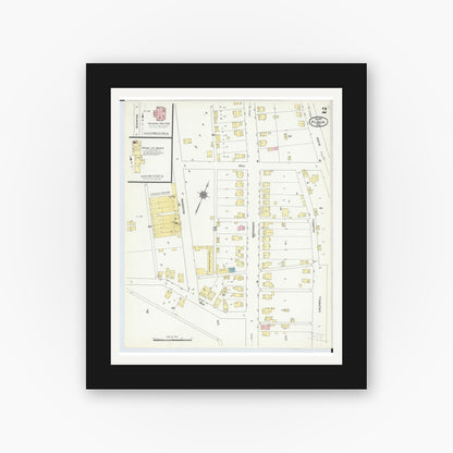 Old map wall art mockup — black gallery frame with white mat — Sanborn Fire Insurance Map from Piqua, Miami County, Ohio (1911), Sheet #0002