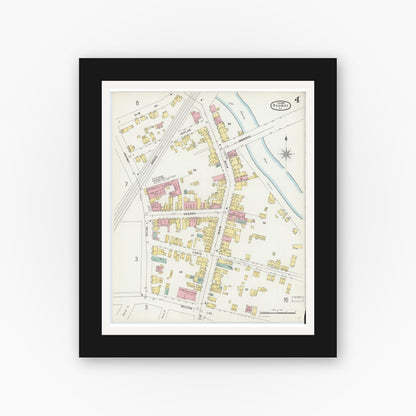 Old map wall art mockup — black gallery frame with white mat — Sanborn Fire Insurance Map from Rahway, Union County, New Jersey (1896), Sheet #0004