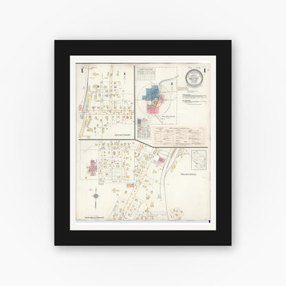 Old map wall art mockup — black gallery frame with white mat — Sanborn Fire Insurance Map from Westby, Vernon County, Wisconsin (1940) - Complete Map Set