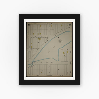 Old map wall art mockup — black gallery frame with white mat — Sanborn Fire Insurance Map from New Jersey Coast, New Jersey Coast, New Jersey (1890), Sheet #0015
