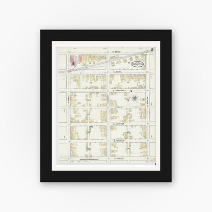 Old map wall art mockup — black gallery frame with white mat — Sanborn Fire Insurance Map from Hazleton, Luzerne County, Pennsylvania (1891), Sheet #0003