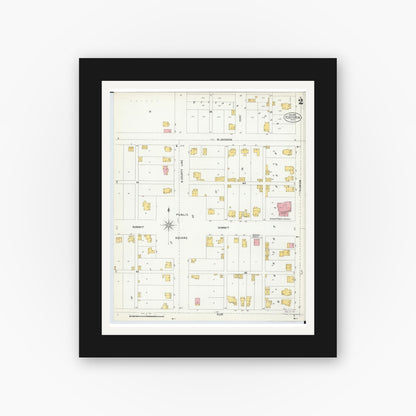 Old map wall art mockup — black gallery frame with white mat — Sanborn Fire Insurance Map from Fostoria, Seneca, Hancock, And Wood Counties, Ohio (1901), Sheet #0002
