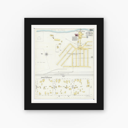 Old map wall art mockup — black gallery frame with white mat — Sanborn Fire Insurance Map from Stillwater, Washington County, Minnesota (1898), Sheet #0022