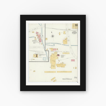 Old map wall art mockup — black gallery frame with white mat — Sanborn Fire Insurance Map from Woburn, Middlesex County, Massachusetts (1904), Sheet #0022