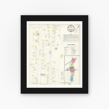 Old map wall art mockup — black gallery frame with white mat — Sanborn Fire Insurance Map from Sonora, Tuolumne County, California (1898) - Complete Map Set