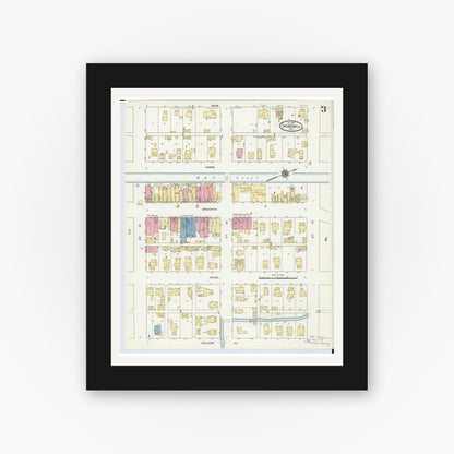 Old map wall art mockup — black gallery frame with white mat — Sanborn Fire Insurance Map from Spencerville, Allen County, Ohio (1911), Sheet #0003