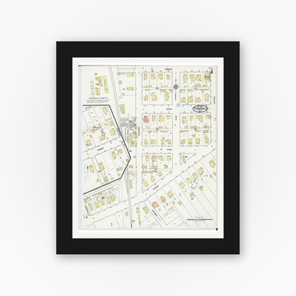 Old map wall art mockup — black gallery frame with white mat — Sanborn Fire Insurance Map from Pemberville, Wood County, Ohio (1920), Sheet #0004