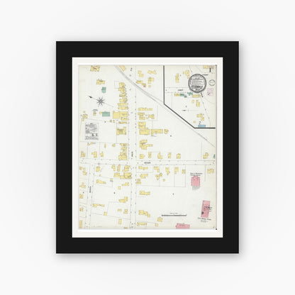 Old map wall art mockup — black gallery frame with white mat — Sanborn Fire Insurance Map from Hyannis, Barnstable County, Massachusetts (1901), Sheet #0001