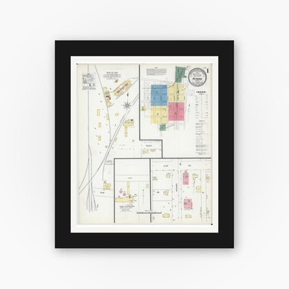 Old map wall art mockup — black gallery frame with white mat — Sanborn Fire Insurance Map from Wenona, Marshall County, Illinois (1906) - Complete Map Set