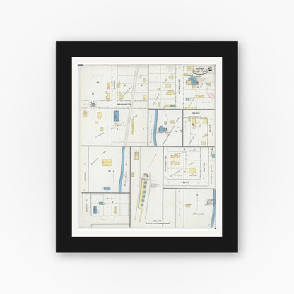 Old map wall art mockup — black gallery frame with white mat — Sanborn Fire Insurance Map from Grafton, Ozankee County, Wisconsin (1894), Sheet #0002