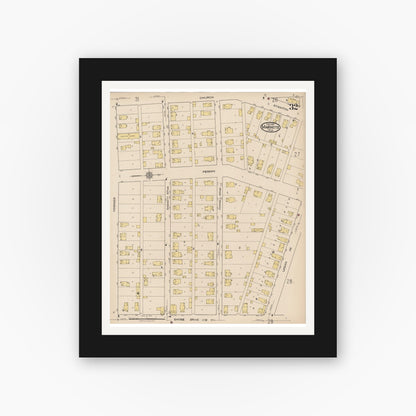 Old map wall art mockup — black gallery frame with white mat — Sanborn Fire Insurance Map from Marinette, Marinette County, Wisconsin (1921), Sheet #0032