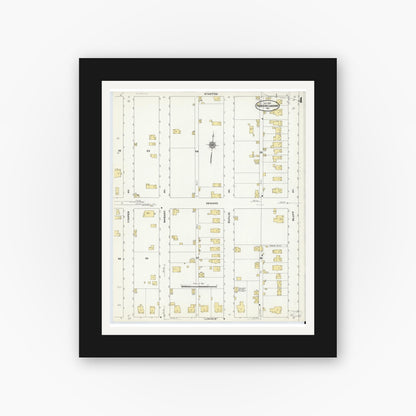 Old map wall art mockup — black gallery frame with white mat — Sanborn Fire Insurance Map from Parkers Landing, Armstrong County, Pennsylvania (1910), Sheet #0004