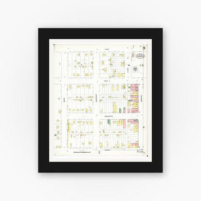 Old map wall art mockup — black gallery frame with white mat — Sanborn Fire Insurance Map from Audubon, Audubon County, Iowa (1901), Sheet #0003