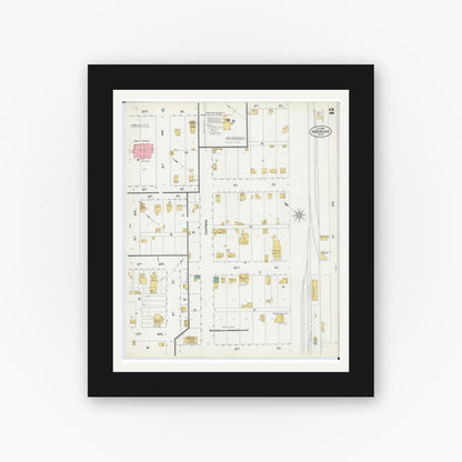 Old map wall art mockup — black gallery frame with white mat — Sanborn Fire Insurance Map from Heron Lake, Jackson County, Minnesota (1900), Sheet #0002
