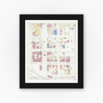 Old map wall art mockup — black gallery frame with white mat — Sanborn Fire Insurance Map from Alton, Madison County, Illinois (1902), Sheet #0004