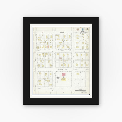 Old map wall art mockup — black gallery frame with white mat — Sanborn Fire Insurance Map from Appleton, Swift County, Minnesota (1915), Sheet #0006