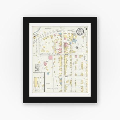 Old map wall art mockup — black gallery frame with white mat — Sanborn Fire Insurance Map from Tremont, Schuylkill County, Pennsylvania (1896) - Complete Map Set