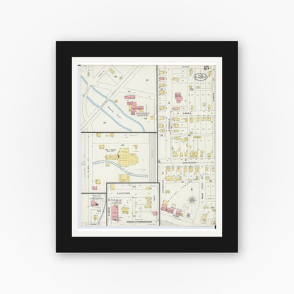 Old map wall art mockup — black gallery frame with white mat — Sanborn Fire Insurance Map from Alliance, Stark County, Ohio (1898), Sheet #0015