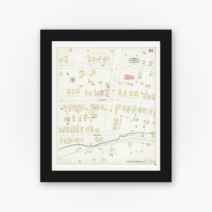 Old map wall art mockup — black gallery frame with white mat — Sanborn Fire Insurance Map from Franklin, Venango County, Pennsylvania (1896), Sheet #0010