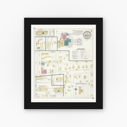 Old map wall art mockup — black gallery frame with white mat — Sanborn Fire Insurance Map from Hartford, Van Buren County, Michigan (1911) - Complete Map Set