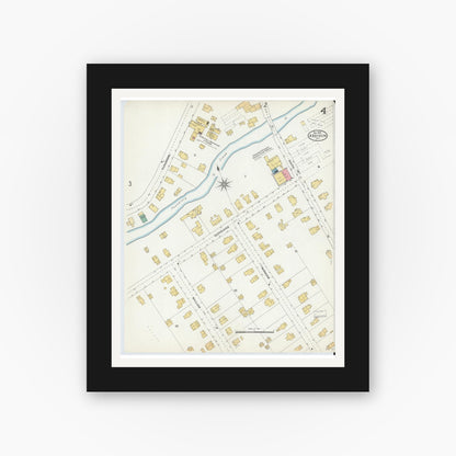 Old map wall art mockup — black gallery frame with white mat — Sanborn Fire Insurance Map from Addison, Steuben County, New York (1903), Sheet #0004