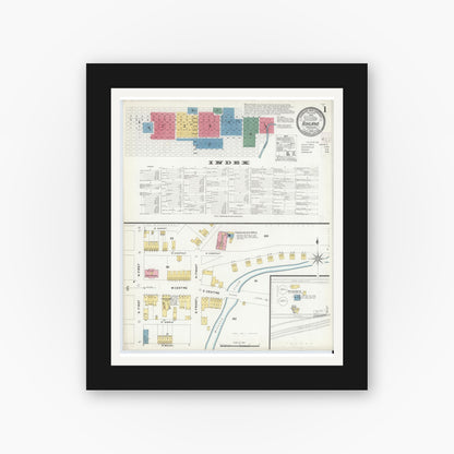 Old map wall art mockup — black gallery frame with white mat — Sanborn Fire Insurance Map from Ashland, Schuylkill County, Pennsylvania (1908) - Complete Map Set