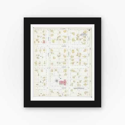 Old map wall art mockup — black gallery frame with white mat — Sanborn Fire Insurance Map from Morrison, Whiteside County, Illinois (1903), Sheet #0004