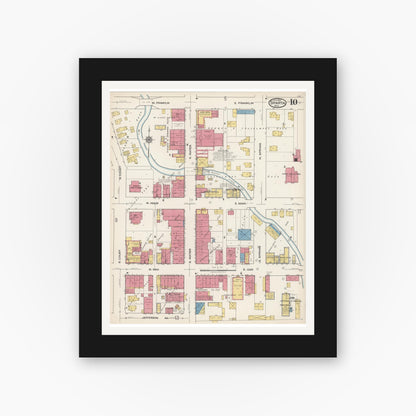Old map wall art mockup — black gallery frame with white mat — Sanborn Fire Insurance Map from Sparta, Monroe County, Wisconsin (1922), Sheet #0010