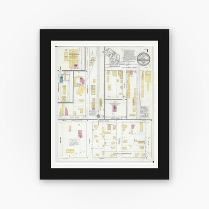 Old map wall art mockup — black gallery frame with white mat — Sanborn Fire Insurance Map from Deckerville, Sanilac County, Michigan (1919) - Complete Map Set