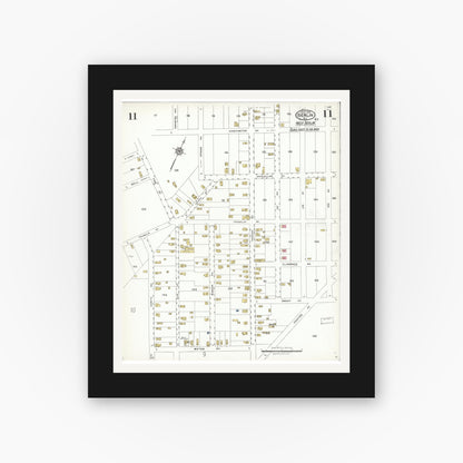 Old map wall art mockup — black gallery frame with white mat — Sanborn Fire Insurance Map from Berlin, Camden County, New Jersey (1923), Sheet #0011