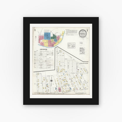 Old map wall art mockup — black gallery frame with white mat — Sanborn Fire Insurance Map from Springdale, Allegheny County, Pennsylvania (1924), Sheet #0001