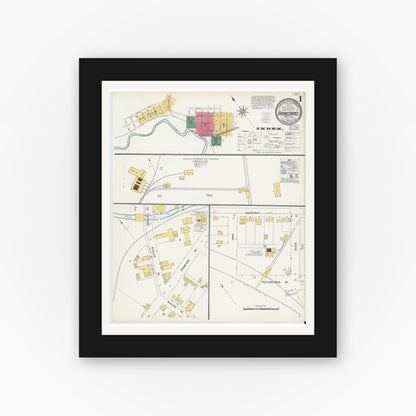 Old map wall art mockup — black gallery frame with white mat — Sanborn Fire Insurance Map from Barnesboro, Cambria County, Pennsylvania (1903) - Complete Map Set