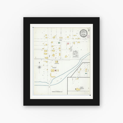 Old map wall art mockup — black gallery frame with white mat — Sanborn Fire Insurance Map from Baltimore, Fairfield County, Ohio (1901), Sheet #0001