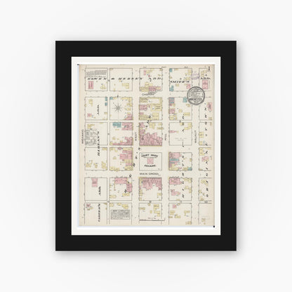 Old map wall art mockup — black gallery frame with white mat — Sanborn Fire Insurance Map from Winchester, Scott County, Illinois (1885) - Complete Map Set
