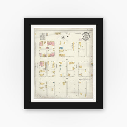 Old map wall art mockup — black gallery frame with white mat — Sanborn Fire Insurance Map from Pearsall, Frio County, Texas (1906) - Complete Map Set