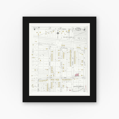 Old map wall art mockup — black gallery frame with white mat — Sanborn Fire Insurance Map from Villa Park, Du Page County, Illinois (1925), Sheet #0004