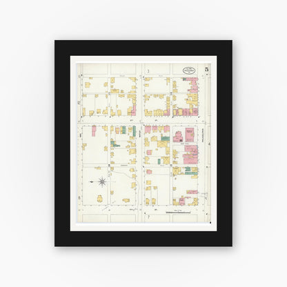 Old map wall art mockup — black gallery frame with white mat — Sanborn Fire Insurance Map from Indiana, Indiana County, Pennsylvania (1903), Sheet #0005