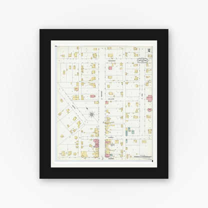 Old map wall art mockup — black gallery frame with white mat — Sanborn Fire Insurance Map from Doylestown, Wayne County, Ohio (1902), Sheet #0002