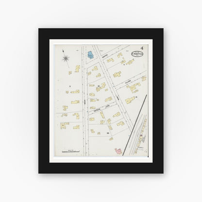 Old map wall art mockup — black gallery frame with white mat — Sanborn Fire Insurance Map from East Hampton, Hampshire County, Massachusetts (1889), Sheet #0004