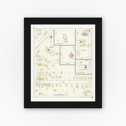 Old map wall art mockup — black gallery frame with white mat — Sanborn Fire Insurance Map from Greenwich, Huron County, Ohio (1911), Sheet #0002