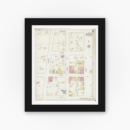 Old map wall art mockup — black gallery frame with white mat — Sanborn Fire Insurance Map from Milford, Iroquois County, Illinois (1893), Sheet #0002