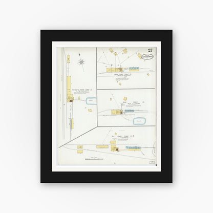 Old map wall art mockup — black gallery frame with white mat — Sanborn Fire Insurance Map from Jeffersonville, Clark County, Indiana (1898), Sheet #0027