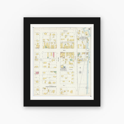 Old map wall art mockup — black gallery frame with white mat — Sanborn Fire Insurance Map from Winneconne, Winnebago County, Wisconsin (1898), Sheet #0002