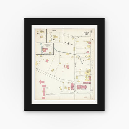 Old map wall art mockup — black gallery frame with white mat — Sanborn Fire Insurance Map from Salem, Independent Cities, Virginia (1913), Sheet #0002