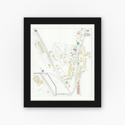 Old map wall art mockup — black gallery frame with white mat — Sanborn Fire Insurance Map from Leechburg, Armstrong County, Pennsylvania (1927), Sheet #0010