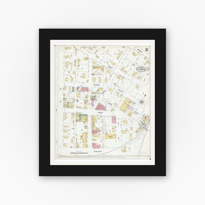 Old map wall art mockup — black gallery frame with white mat — Sanborn Fire Insurance Map from Eldorado, Saline County, Illinois (1900), Sheet #0002